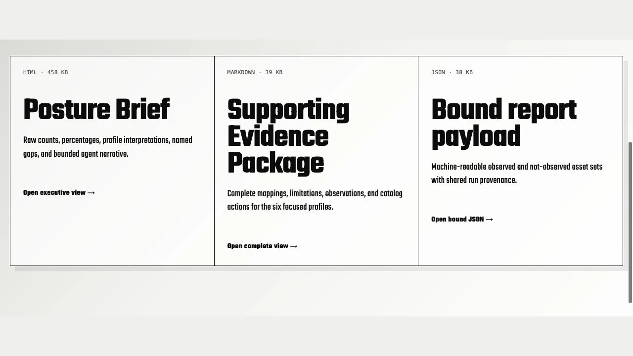 Final DHCP artifact access page with Posture Brief, Supporting Evidence Package Markdown, and bound JSON companion